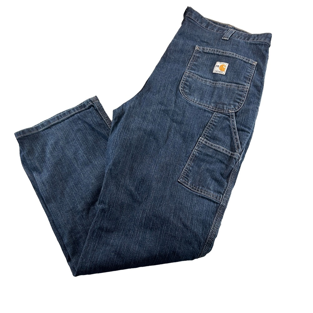Carhartt FR Carpenter Jeans Mens 40x32 Dark Wash Flame Resistant Workwear 290-63